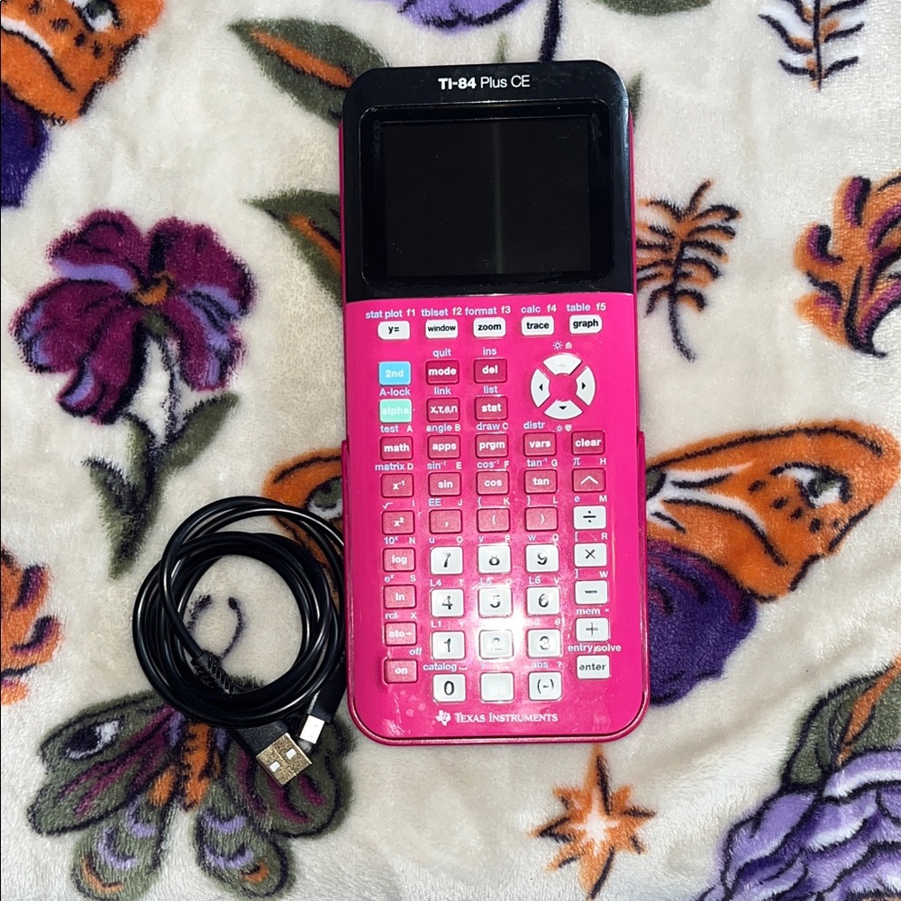 Texas Instruments Pink TI-84 Plus CE Graphing Calculator with Cable